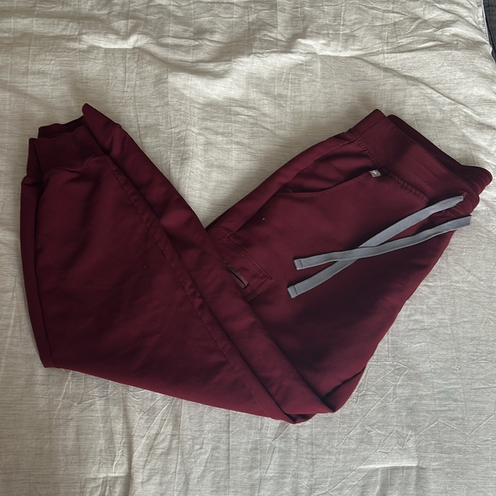 FIGS burgundy joggers